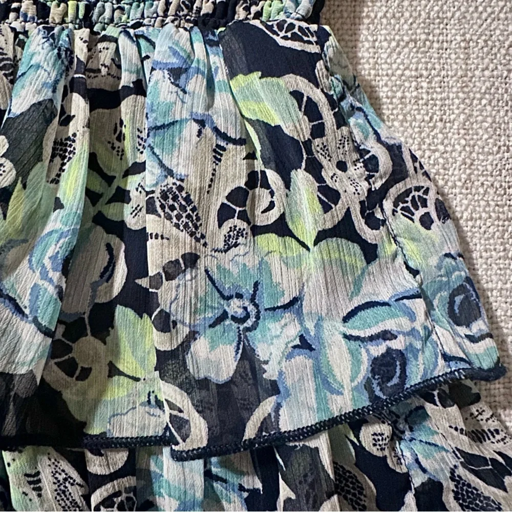 JUSTICE Floral Tiered Skirt Built-in Shorts Blue Green Sheer Fairycore Girl 12